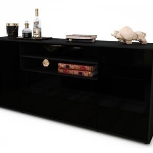 Sideboard Eluana | Korpus Anthrazit | Front in Hochglanz Schwarz | 180x79x35cm (BxHxT)