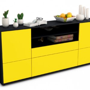 Sideboard Eluana | Korpus Anthrazit | Front in Gelb | 180x79x35cm (BxHxT)