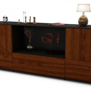 Sideboard Elvezia | Korpus Anthrazit | Front in Walnuss Holz Optik | 180x79x35cm (BxHxT)