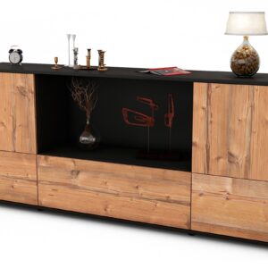 Sideboard Elvezia | Korpus Anthrazit | Front in Pinie Holz Optik | 180x79x35cm (BxHxT)