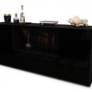 Sideboard Elvezia | Korpus Anthrazit | Front in Hochglanz Schwarz | 180x79x35cm (BxHxT)