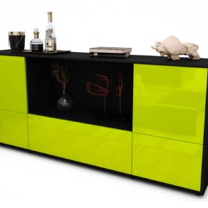 Sideboard Elvezia | Korpus Anthrazit | Front in Hochglanz Grün | 180x79x35cm (BxHxT)