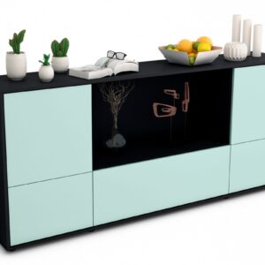Sideboard Elvezia | Korpus Anthrazit | Front in Mint | 180x79x35cm (BxHxT)