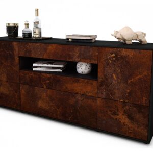 Sideboard Elvira | Korpus Anthrazit | Front in Rost Optik | 180x79x35cm (BxHxT)