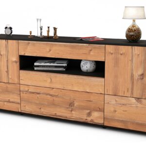 Sideboard Elvira | Korpus Anthrazit | Front in Pinie Holz Optik | 180x79x35cm (BxHxT)