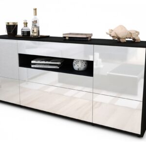 Sideboard Elvira | Korpus Anthrazit | Front in Hochglanz Weiß | 180x79x35cm (BxHxT)