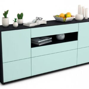 Sideboard Elvira | Korpus Anthrazit | Front in Mint | 180x79x35cm (BxHxT)