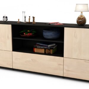 Sideboard Emanuela | Korpus Anthrazit | Front in Zeder Holz Optik | 180x79x35cm (BxHxT)
