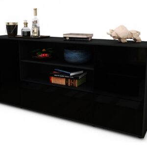Sideboard Emanuela | Korpus Anthrazit | Front in Hochglanz Schwarz | 180x79x35cm (BxHxT)