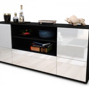 Sideboard Emanuela | Korpus Anthrazit | Front in Hochglanz Weiß | 180x79x35cm (BxHxT)