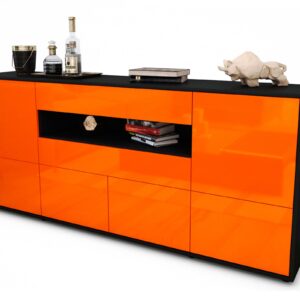 Sideboard Emely | Korpus Anthrazit | Front in Hochglanz Orange | 180x79x35cm (BxHxT)