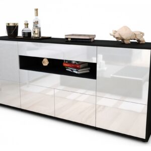 Sideboard Emely | Korpus Anthrazit | Front in Hochglanz Weiß | 180x79x35cm (BxHxT)