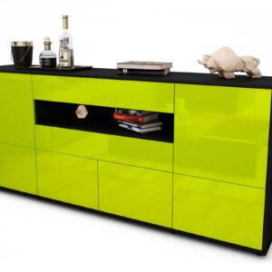 Sideboard Emely | Korpus Anthrazit | Front in Hochglanz Grün | 180x79x35cm (BxHxT)