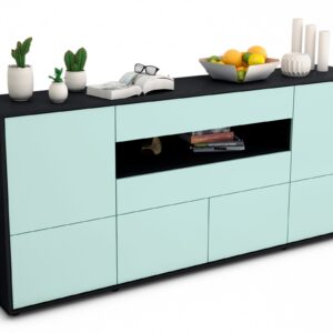 Sideboard Emely | Korpus Anthrazit | Front in Mint | 180x79x35cm (BxHxT)