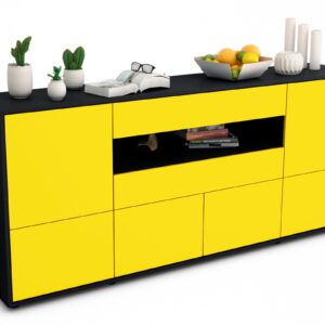 Sideboard Emely | Korpus Anthrazit | Front in Gelb | 180x79x35cm (BxHxT)