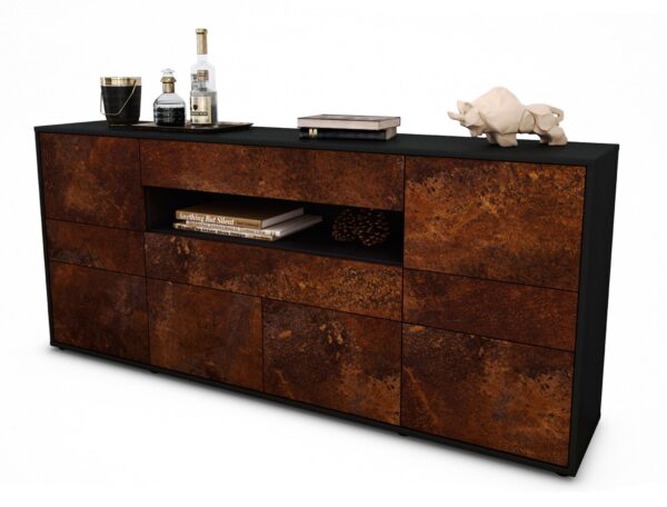 Sideboard Emerelda | Korpus Anthrazit | Front in Rost Optik | 180x79x35cm (BxHxT)
