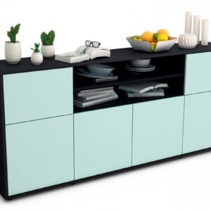 Sideboard Emilia | Korpus Anthrazit | Front in Mint | 180x79x35cm (BxHxT)
