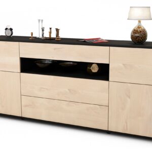 Sideboard Emma | Korpus Anthrazit | Front in Zeder Holz Optik | 180x79x35cm (BxHxT)