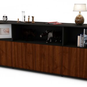 Sideboard Enrica | Korpus Anthrazit | Front in Walnuss Holz Optik | 180x79x35cm (BxHxT)