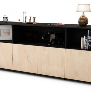 Sideboard Enrica | Korpus Anthrazit | Front in Zeder Holz Optik | 180x79x35cm (BxHxT)