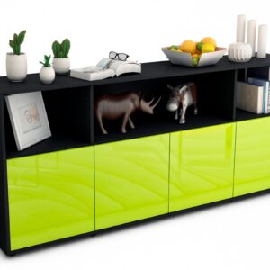 Sideboard Enrica | Korpus Anthrazit | Front in Hochglanz Grün | 180x79x35cm (BxHxT)