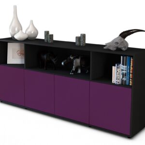 Sideboard Enrica | Korpus Anthrazit | Front in Lila | 180x79x35cm (BxHxT)