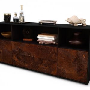 Sideboard Enza | Korpus Anthrazit | Front in Rost Optik | 180x79x35cm (BxHxT)