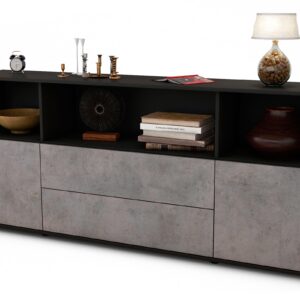 Sideboard Enza | Korpus Anthrazit | Front in Beton Optik | 180x79x35cm (BxHxT)