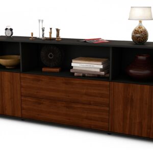 Sideboard Enza | Korpus Anthrazit | Front in Walnuss Holz Optik | 180x79x35cm (BxHxT)