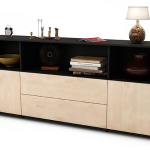 Sideboard Enza | Korpus Anthrazit | Front in Zeder Holz Optik | 180x79x35cm (BxHxT)