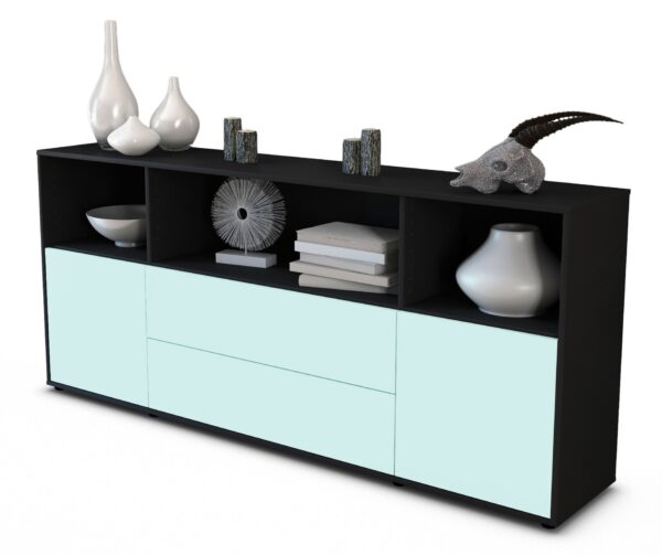 Sideboard Enza | Korpus Anthrazit | Front in Mint | 180x79x35cm (BxHxT)