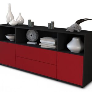 Sideboard Enza | Korpus Anthrazit | Front in Bordeaux | 180x79x35cm (BxHxT)