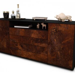 Sideboard Enzo | Korpus Anthrazit | Front in Rost Optik | 180x79x35cm (BxHxT)