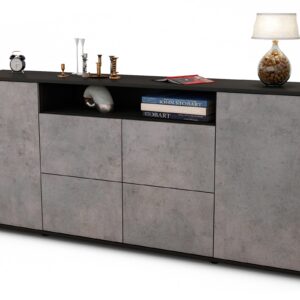 Sideboard Ephenia | Korpus Anthrazit | Front in Beton Optik | 180x79x35cm (BxHxT)