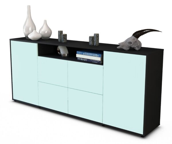 Sideboard Ephenia | Korpus Anthrazit | Front in Mint | 180x79x35cm (BxHxT)