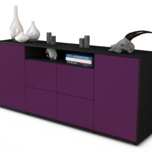 Sideboard Ephenia | Korpus Anthrazit | Front in Lila | 180x79x35cm (BxHxT)