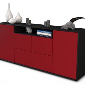 Sideboard Ephenia | Korpus Anthrazit | Front in Bordeaux | 180x79x35cm (BxHxT)