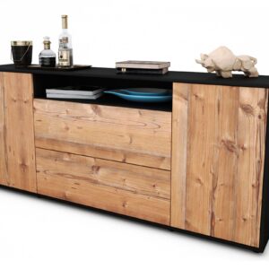 Sideboard Erina | Korpus Anthrazit | Front in Pinie Holz Optik | 180x79x35cm (BxHxT)