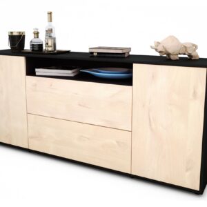 Sideboard Erina | Korpus Anthrazit | Front in Zeder Holz Optik | 180x79x35cm (BxHxT)