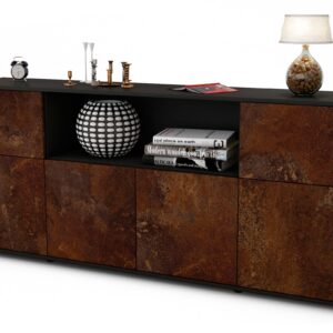 Sideboard Ermentrude | Korpus Anthrazit | Front in Rost Optik | 180x79x35cm (BxHxT)