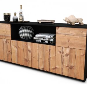 Sideboard Ermentrude | Korpus Anthrazit | Front in Pinie Holz Optik | 180x79x35cm (BxHxT)
