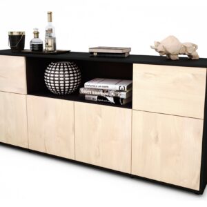 Sideboard Ermentrude | Korpus Anthrazit | Front in Zeder Holz Optik | 180x79x35cm (BxHxT)