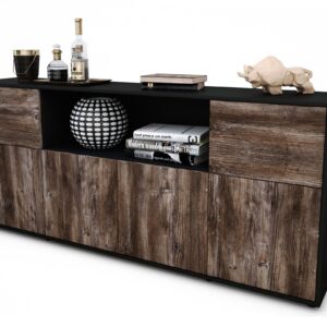 Sideboard Ermentrude | Korpus Anthrazit | Front in Treibholz Holz Optik | 180x79x35cm (BxHxT)