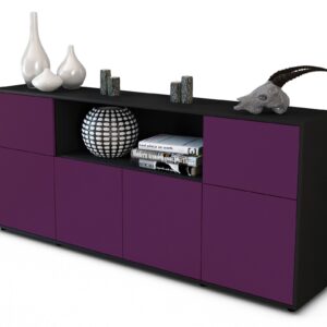 Sideboard Ermentrude | Korpus Anthrazit | Front in Lila | 180x79x35cm (BxHxT)