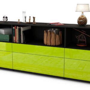 Sideboard Estella | Korpus Anthrazit | Front in Hochglanz Grün | 180x79x35cm (BxHxT)