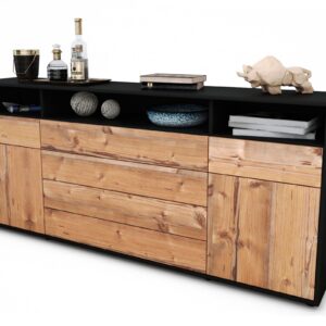 Sideboard Evelina | Korpus Anthrazit | Front in Pinie Holz Optik | 180x79x35cm (BxHxT)