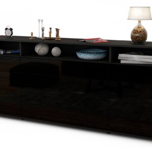 Sideboard Evelina | Korpus Anthrazit | Front in Hochglanz Schwarz | 180x79x35cm (BxHxT)
