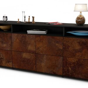 Sideboard Evita | Korpus Anthrazit | Front in Rost Optik | 180x79x35cm (BxHxT)