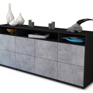 Sideboard Evita | Korpus Anthrazit | Front in Beton Optik | 180x79x35cm (BxHxT)