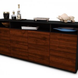 Sideboard Evita | Korpus Anthrazit | Front in Walnuss Holz Optik | 180x79x35cm (BxHxT)